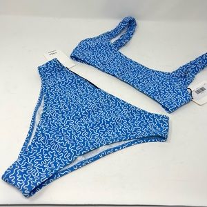NWT FISCH Colombier Blue Coral Reef High Rise Two Piece Bikini Set Size XS/S